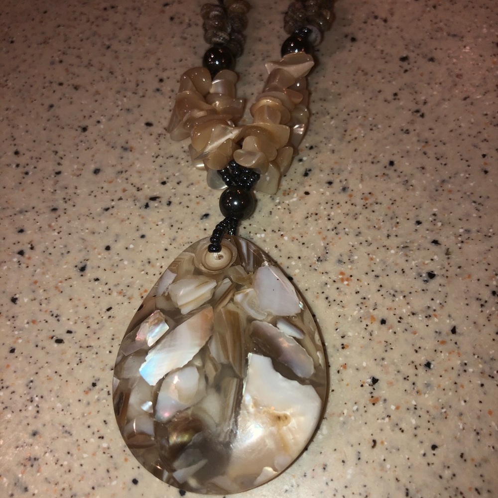 Stone And Shell Statement Necklace - image 1
